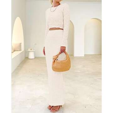 BTFBM Women's Fashion 2 Piece Outfits: Elegant Maxi Skirt Set for Fall 2023