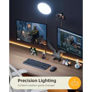 10.5" Ring Light with Stand and Phone Holder - 72" Tripod for iPhone with Light, Professional Led Ringlight for Video Recording/Make up/Streaming, Full Screen Light Ring for YouTube, Tiktok (Black)