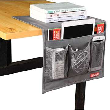 Zafit Bedside Storage Organizer, Table Cabinet Bedside Organizer Caddy for Remotes Phone Glasses (Classic 4 Pockets-Grey)