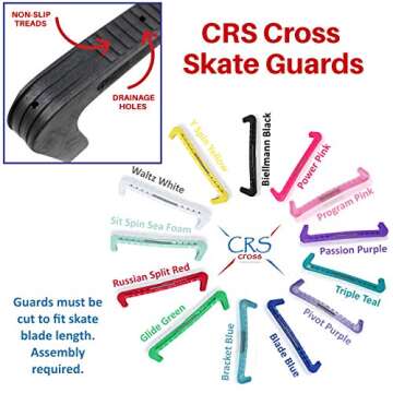 CRS Cross Ice Skate Guards, Soakers and Towel Gift Set. Ice Skating Hard Guards and Soft Skate Blade Covers for Figure Skating or Hockey. (Blade Blue, Large)
