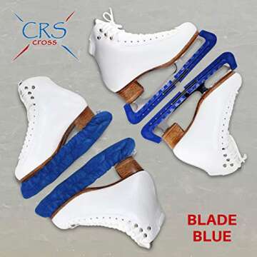 CRS Cross Ice Skate Guards, Soakers and Towel Gift Set. Ice Skating Hard Guards and Soft Skate Blade Covers for Figure Skating or Hockey. (Blade Blue, Large)