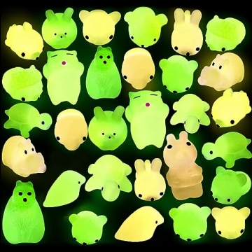 Outee 30 Pcs Mochi Animals Toys Glow in The Dark Mochi Toys Mini Stress Relief Toys Mochi Cat Relief...