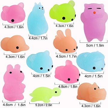 Outee 30 Pcs Glow in the Dark Mochi Animal Toys