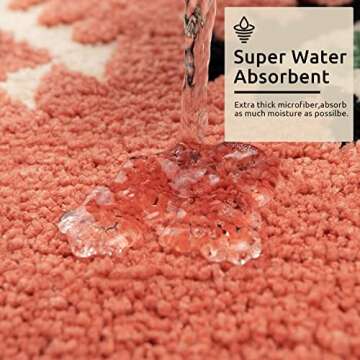 DEXDE Boho Bathroom Rugs Coral Red Bath Mat Non-Slip Long Bathroom Rug Runner Luxury Soft Absorbent Carpet for Bathroom Shower Kitchen Entryway Western Farmhouse Decor 20x47