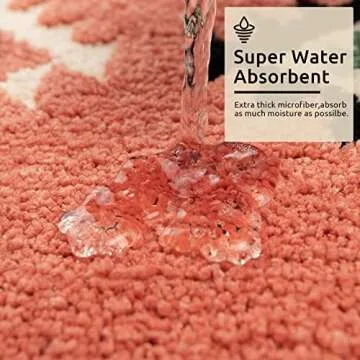 DEXDE Boho Bathroom Rugs Coral Red Bath Mat Non-Slip Long Bathroom Rug Runner Luxury Soft Absorbent Carpet for Bathroom Shower Kitchen Entryway Western Farmhouse Decor 20x47