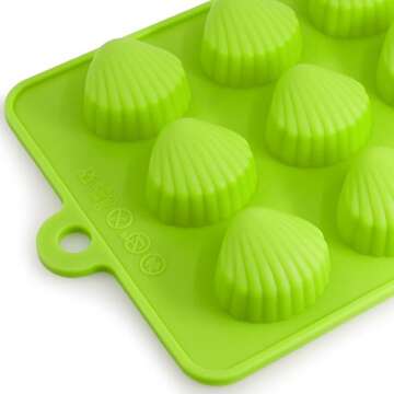 Silicone Chocolate Candy Molds, AIFUDA 4 Packs Non-stick Baking Molds Ice Cube Trays for Making Cake Muffin Cupcake Gumdrop Jelly - Heart, Star & Shell