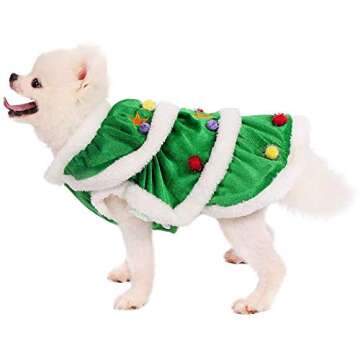 Mogoko Dog Cat Christmas Tree Costume, Funny Pet Cosplay Dress, Puppy Fleece Outfits Warm Clothes for Xmas (XL Size)