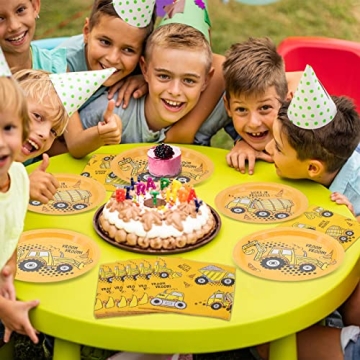 DYLIVeS Construction Birthday Party Plates & Napkins Set