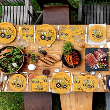 DYLIVeS Construction Birthday Party Plates & Napkins Set