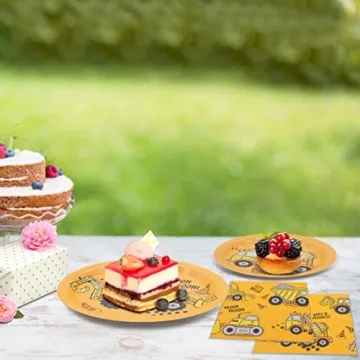 DYLIVeS Construction Birthday Party Plates & Napkins Set