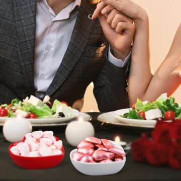 Hushee 12 Pcs Valentine's Day Heart Shaped Side Dish Bowl Ceramic Seasoning Dishes Soy Dipping Sauce...