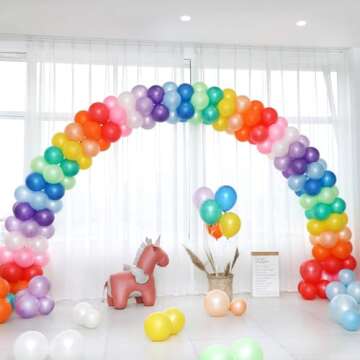 RUBFAC 120 Balloons Assorted Color 12 Inches Rainbow Latex Balloons, 12 Bright Color Party Balloons for Birthday Baby Shower Wedding Party Supplies Arch Garland