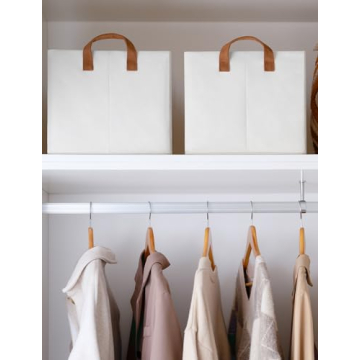 StorageWorks Storage Bins, Fabric Storage Bins for Shelves, Large Storage Baskets with Metal Frame, Closet Baskets and Bins with Handles, Beige, 2-Pack