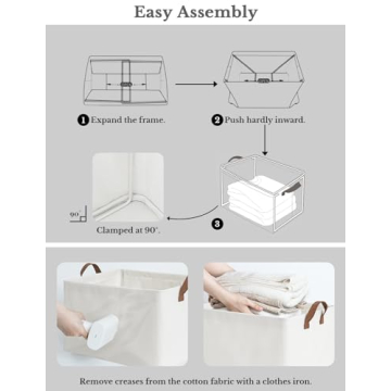 StorageWorks Storage Bins, Fabric Storage Bins for Shelves, Large Storage Baskets with Metal Frame, Closet Baskets and Bins with Handles, Beige, 2-Pack