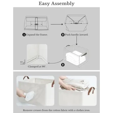 StorageWorks Storage Bins, Fabric Storage Bins for Shelves, Large Storage Baskets with Metal Frame, Closet Baskets and Bins with Handles, Beige, 2-Pack