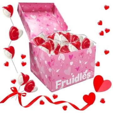 Lollipops Red Heart Shaped Strawberry N' Cream Flavored, 12 Lollipops, Individually Wrapped