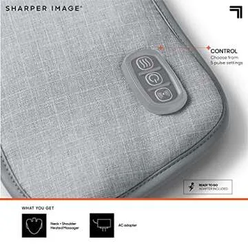 Sharper Image Heated Vibrating Massager for Neck Shoulder & Back - Heating Pad for Pain & Stress Relief, Adjustable Heat Levels, 5 Massage Modes, Muscle Soreness Recovery, Comfort & Relaxation Gift