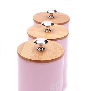 Charming Pink Canisters with Bamboo Lids for Kitchen