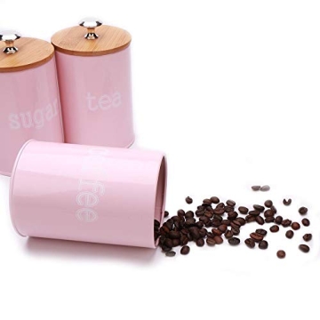 Charming Pink Canisters with Bamboo Lids for Kitchen