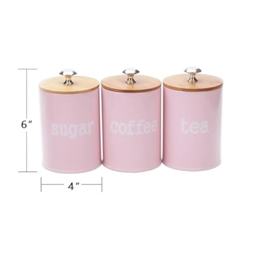 Charming Pink Canisters with Bamboo Lids for Kitchen