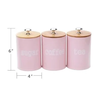 Charming Pink Canisters with Bamboo Lids for Kitchen
