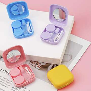 QVVQ 4PCS Contact Lens Case, Colorful Contact Lens Box Holder Container, Outdoor Mini Contact Lens S...