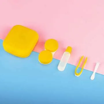 QVVQ 4PCS Contact Lens Case, Colorful Contact Lens Box Holder Container, Outdoor Mini Contact Lens Soak Storage Kit With Mirror For Travel&Home (Yellow, Pink, Blue Purple)