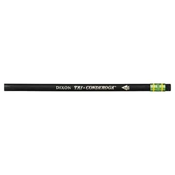 Ticonderoga Tri-Conderoga Triangular Pencils, Wood-Cased #2, Sharpener, Soft Touch Comfort Barrel, Black, 12-Pack (22500)