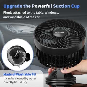 SriGM 12V Car Fan - Powerful, Quiet & Adjustable Cooling Solution