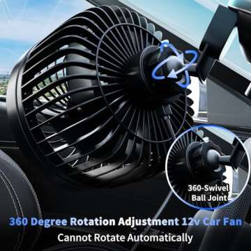 Powerful 12V Car Fan - Adjustable & Quiet Cooling