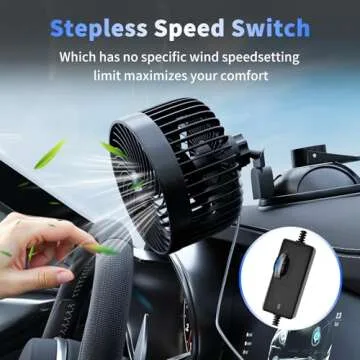 Powerful 12V Car Fan - Adjustable & Quiet Cooling