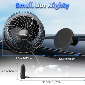 Powerful 12V Car Fan - Adjustable & Quiet Cooling