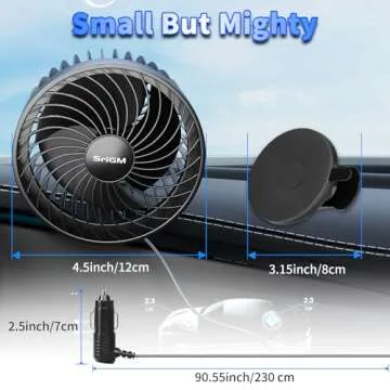 Powerful 12V Car Fan - Adjustable & Quiet Cooling