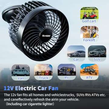 Powerful 12V Car Fan - Adjustable & Quiet Cooling