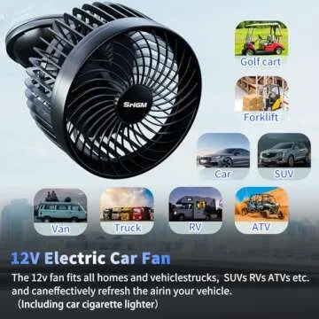 Powerful 12V Car Fan - Adjustable & Quiet Cooling