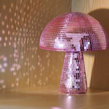Yeehlmer Creative Mushroom Disco Ball for Party,Table Decor Mirror Retro Handmade Disco Ball Mushroo...