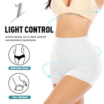 Seamless Shaping Boyshorts Panties for Women Tummy Control Shapewear Under Dress Slip Shorts Underwear (Basic White-3,S)