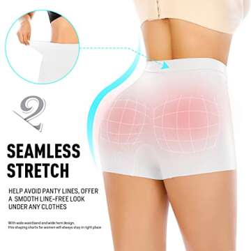 Seamless Shaping Boyshorts Panties for Women Tummy Control Shapewear Under Dress Slip Shorts Underwear (Basic White-3,S)