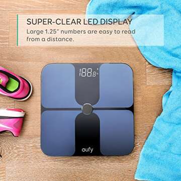 eufy, Smart Scale with Bluetooth, Body Fat Scale, Wireless Digital Bathroom Scale, 12 Measurements, Weight/Body Fat/BMI, Fitness Body Composition Analysis, Black/White, lbs/kg/st