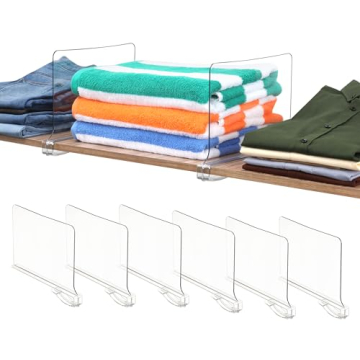 Utopia Home 6 Pack Acrylic Shelf Dividers - Perfect for Closet Organization, Clear Durable Storage