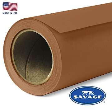 Savage Seamless Paper Photography Backdrop - Color #80 Cocoa, Size 53 Inches Wide x 36 Feet Long, Ba...
