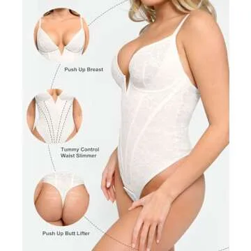 Stylish Popilush Lace Bodysuit for Tummy Control