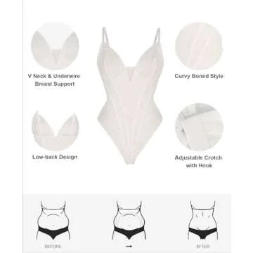 Stylish Popilush Lace Bodysuit for Tummy Control