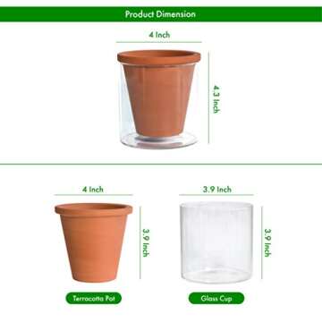 D'vine Dev 4 Inch Indoor Self-Watering Terracotta Pot Set