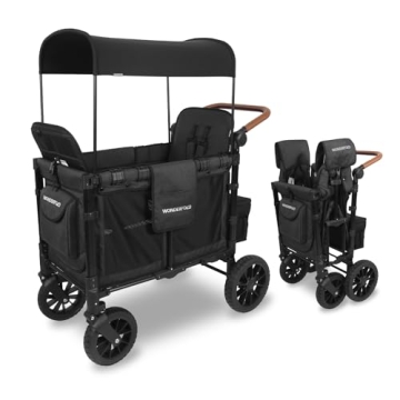 WONDERFOLD W2 Luxe Stroller Wagon - Premium Two-Seater for Kids with Canopy