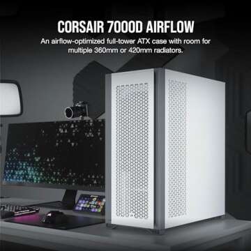 CORSAIR 7000D AIRFLOW Full-Tower ATX PC Case – High-Airflow Front Panel – Spacious Interior – ...