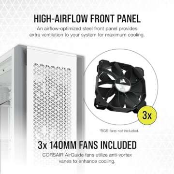 CORSAIR 7000D AIRFLOW Full-Tower ATX PC Case – High-Airflow Front Panel – Spacious Interior – Easy Cable Management – 3x 140mm AirGuide Fans with PWM Repeater Included – White