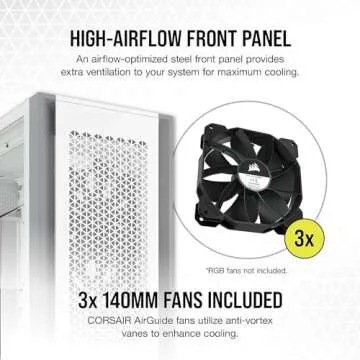 CORSAIR 7000D AIRFLOW Full-Tower ATX PC Case – High-Airflow Front Panel – Spacious Interior – Easy Cable Management – 3x 140mm AirGuide Fans with PWM Repeater Included – White