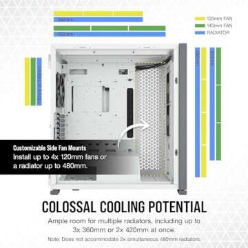 CORSAIR 7000D AIRFLOW Full-Tower ATX PC Case – High-Airflow Front Panel – Spacious Interior – Easy Cable Management – 3x 140mm AirGuide Fans with PWM Repeater Included – White