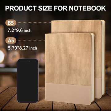 TSFPapier Lined Journal Notebook for Work College Ruled Note Book 5.79"x8.27"A5 PU Leather Daily Jou...